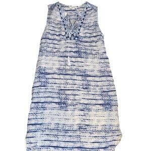 Blue and White Sleeveless Dress